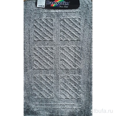 Коврик  в ванную САНАКС -  CLASSIC UNI  КВАДРАТЫ одинарный СЕРЫЙ 55х90  см   100%   полиэстер