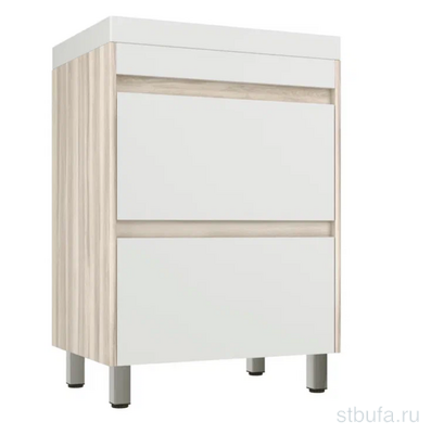 Умывальник Фостер 600 + тумба Монако напол. 600 (2 ящ.) Style Line ПЛЮС Белый/Белый Лакобель