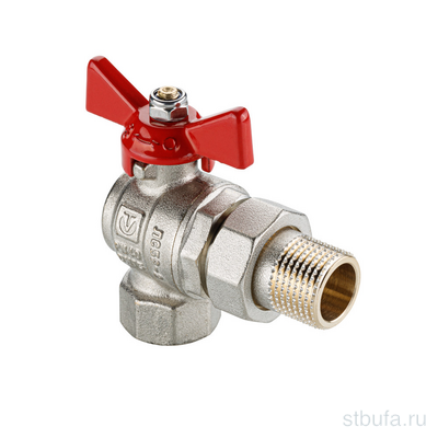 Кран шар. 1/2  г/ш угловой со сгоном с рукояткой-бабочкой вн.-нар VALTEC BASE-ГОСТ (96)
