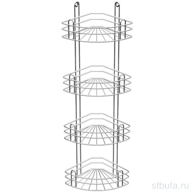Полка для ванной угловая 4-х ярусная радиальная глуб. оц.