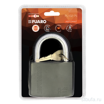 Замок навесной FUARO PL-02-75 3 англ. кл. БЛИСТЕР