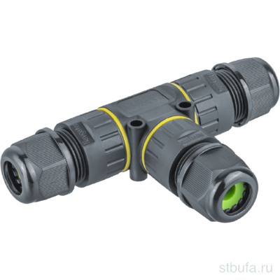 Коннектор для кабеля  Navigator Т-образный 3 полюса 24А 450В IP68 NTB-Т02-3P