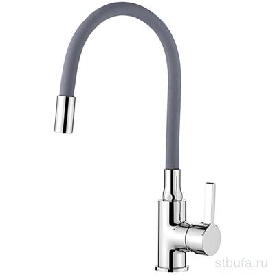 Смеситель для кухни LEDEME L4898-9 с силиконовым изливом, латунь, серый+хром (1/10)