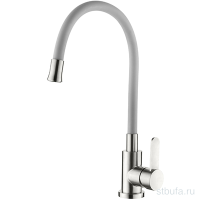 Смеситель для кухни LEDEME L74004-9 силиконовый излив серый+нерж. сталь (SUS 304) (1/10)
