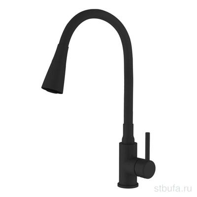 Смеситель для кухни LEDEME L4199B-2 с силиконовым изливом, латунь, чёрный (1/10)