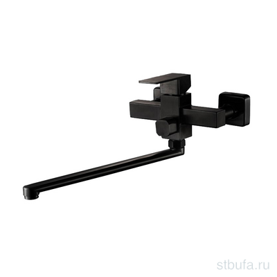 Смеситель для ванны, длинный излив, нерж. сталь VALFEX Antares Steel Black (10)