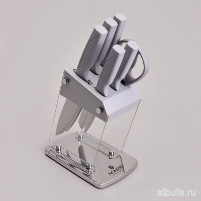 Набор ножей agness  на пластиковой подставке, 7 предметов