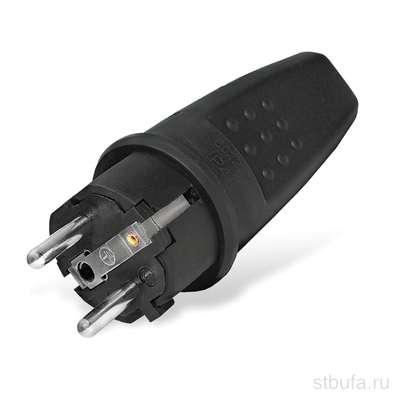 Вилка  UNIVersal  прямая c/з каучук 16А 250В IP44 (еврослот), Universal