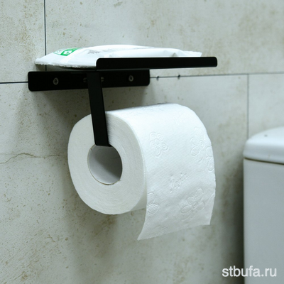 Держатель настенный для туалетной бумаги с полкой  Лофт  DA34-304										