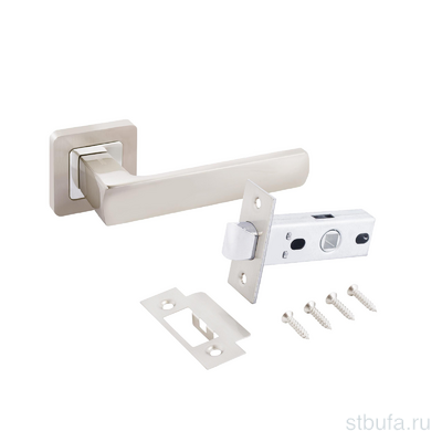 Комплект ручка и защелка АЛЛЮР АРТ  КОЛОМБО  SN+L45-8 SN (2380/S45) мат.никель (20)