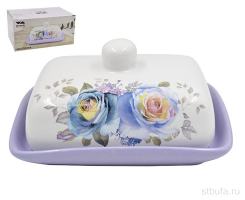 Масленка Lavenir   Сиреневый букет  16,5*12*8 см HC600-P85 доломит																					