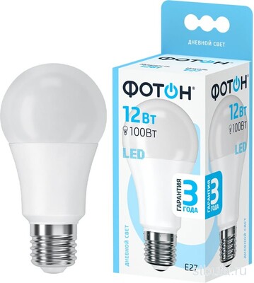 Лампа светодиодная ФОТОН LED A60 12W E27 4000K