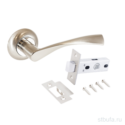 Комплект ручка и защелка АЛЛЮР АРТ  ОСКАР  SN+L45-8 SN (1380/S45) мат.никель (20)