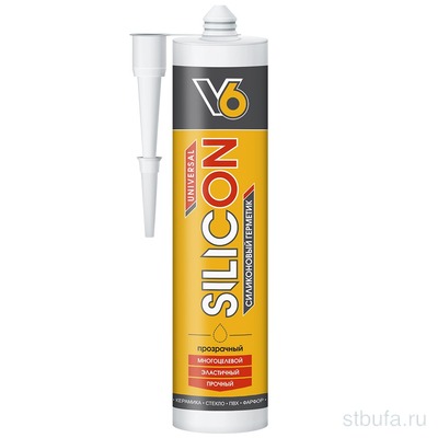 Силикон V6 универсальный прозрачный 260мл 24шт