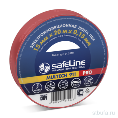 Изолента SAFELINE 15*20 красный