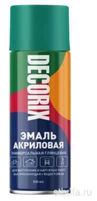 Аэрозоль эмаль DECORIX зеленый универсальная, 520 мл. (12)