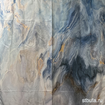 Штора с рисунком САНАКС - СЕРОГОЛУБОЙ МРАМОР, в ванную комнату, без колец -  полиэстэр (01-80)