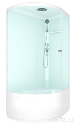 Душ кабина DOMANI-Spa SIMPLE 128 high R С КОРОБКОЙ,высокий поддон,белые стенки,сатин-матированное стекло,120*80*218см,АКРИЛ