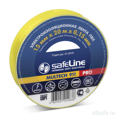 Изолента SAFELINE 15*20 желтый