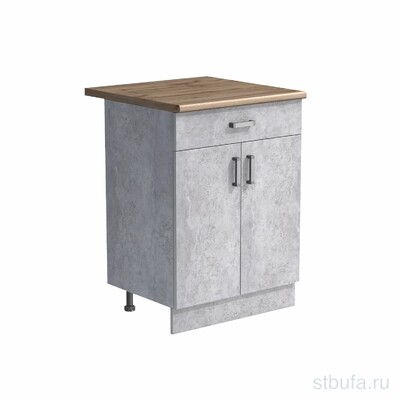 Стол рабочий кухонный 600 Бетон/Цемент (1 ящик) столешница Дуб вотан