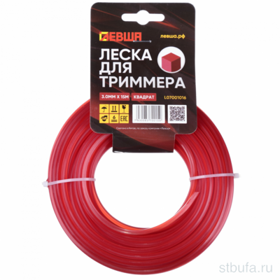 Леска для триммера ЛЕВША 3,0мм 15м квадрат