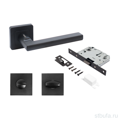 Комплект ручка+ защ с фикс АЛЛЮР АРТ  ВЕНСАН  BL+L7050S BL+BK-S1 BL (26150/S7050) матовый черный (20)