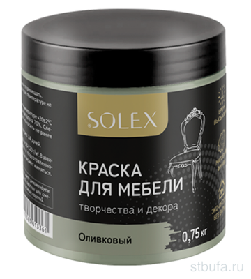 Краска для мебели SOLEX цв.ОЛИВКОВЫЙ 0,75 банка ПЭТ/6