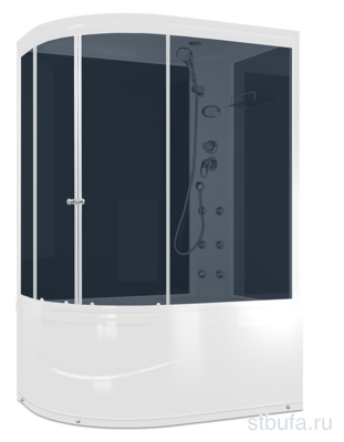 Душ кабина DOMANI-Spa Delight SLIM 128 high R С КОРОБКОЙ,высокий поддон,черные стенки,стекло тонированное,радио,кнопочный блок управления,вертикальный гидромассаж,120*80*218см С ЭЛЕКТРИКОЙ