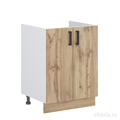 Шкаф кухонный НИЖНИЙ МОЙКА-60-2дв. Сеул БЕЛЫЙ+ДУБ КРАФТ 600х520х820 (БЕЗ СТОЛЕШНИЦЫ) 