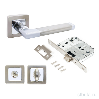 Комплект ручка+ защ с фикс АЛЛЮР АРТ  ВЕНСАН  SN/CP+L7050S SN+BK-S1 SN/CP(2682/S7050) мат.ник/хром (20)
