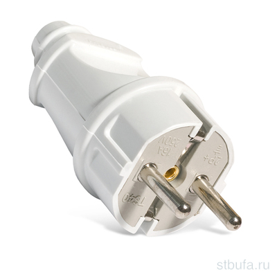 Вилка  UNIVersal  прямая с/з белая 16А 250В (еврослот) (YK1808), Universal
