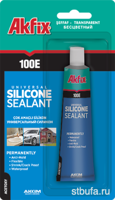 Герметик силиконовый белый Akfix 100 E 50мл (блистер) (24/192)