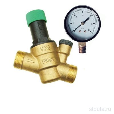 Редуктор снижение давления с манометром 1/2 г -1/2 г и 3/4 ш TIM