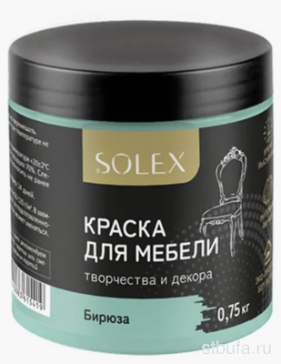 Краска для мебели SOLEX цв. БИРЮЗА  0,75 банка ПЭТ/6