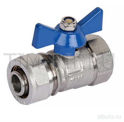Кран шаровой (бабочка) для МП труб ,3/4 вн *20 цанга TiM (18/72)