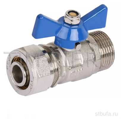 Кран шаровой (бабочка) для МП труб ,1/2 нр  *16 цанга TiM (25/100)