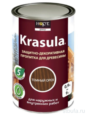 Защитный состав для дерева  KRASULA Темный орех 0,9л /0,85кг(9)