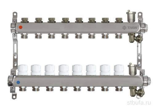 Коллекторная группа TAEN (нерж) 1x3/4x8 вых. д/сис.отопл. (рег.клап, авт. возд, дрен.клапан, рег.кр)
