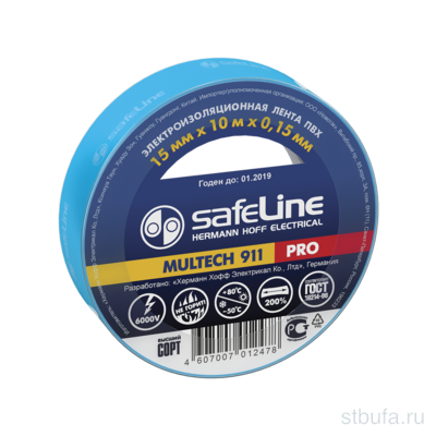 Изолента SAFELINE 15*10 синяя негорючая, С-Пб (10/250)