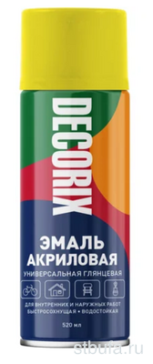 Аэрозоль эмаль DECORIX желтый универсальная, 520 мл. (12)