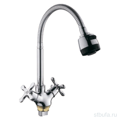 Смеситель FRUD кухня R43601 гибкий излив, силумин, хром (1/10)