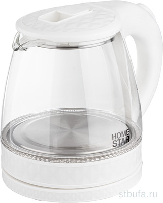 Чайник HOMESTAR HS-1053 1,2л стекло, пластик, белый