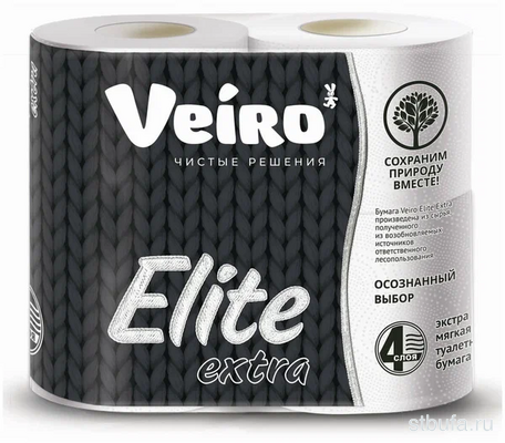 Туалетная бумага VEIRO ELITE EXTRA четырехслойная, 4шт/уп 17м (10)