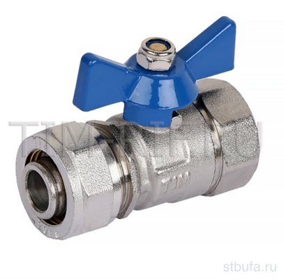 Кран шаровой (бабочка) для МП труб ,1/2 вн *16 цанга TiM (25/100)