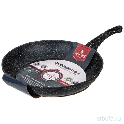 Сковорода agness с антипригарным покрытием  black marble , 28х5,5см