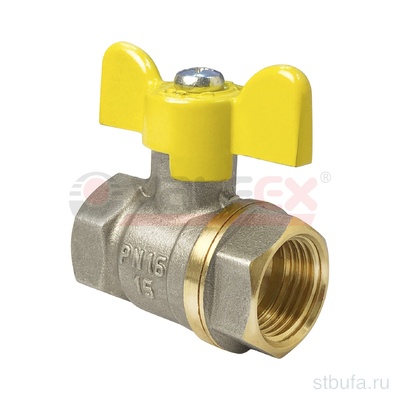 Кран шар. НИКЕЛЬ ГАЗ 1  г/г бабочка 11Б27фтМ (48/12) VALFEX