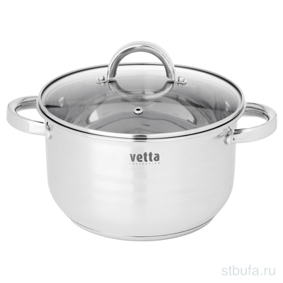 Кастрюля 22х12,5см, 4,0л со стекл.крыш.,индукция VETTA Фултон
