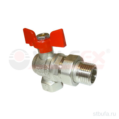 Кран шаровой лат. PREMIUM для ВОДЫ угл. с америк.1/2  ВР/НР, бабочка, НИКЕЛ VALFEX 11Б27фт1М (48/12)