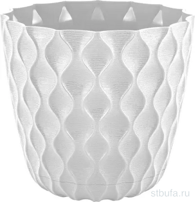 Горшок для цветов 2,5л,D175мм,белоснежный жасмин InGreen Wave с дренажной сеткой и съемным поддоном 