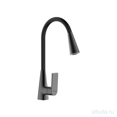 Смеситель FRAP кухня F4471-6 гибкий излив, латунь, черный, крепл. гайка (1/10)